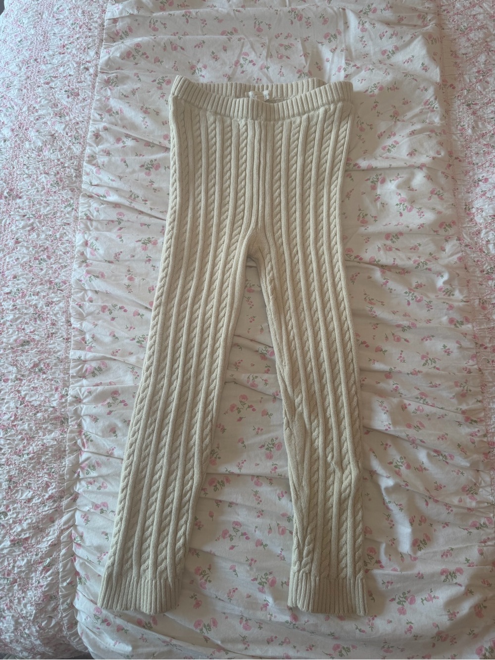 Wild Wawa Cream Cable Knit Girls 5-6Y Leggings